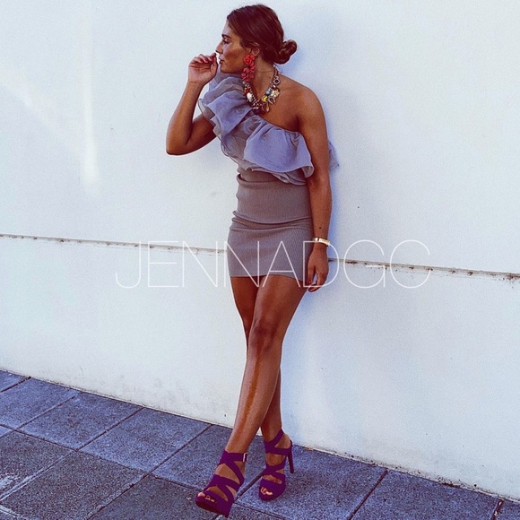 Zara One Shoulder Organza Ruffle Dress NWT - Picture 3 of 16